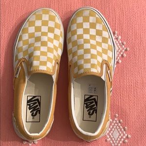Vans yellow checkboard slides womens 7 men’s 5.5